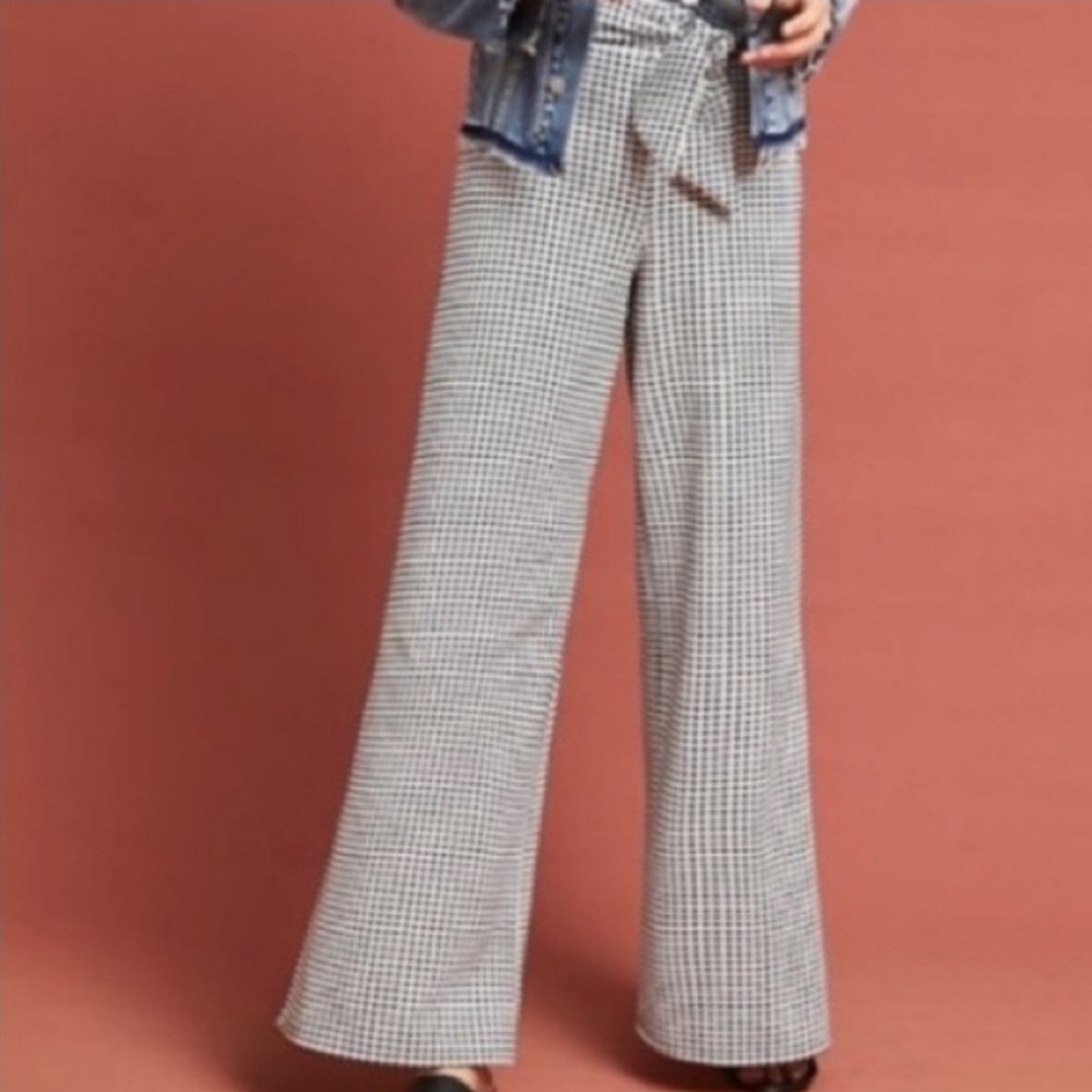 Anthropologie Maeve Charlemagne Gingham Wide Leg Pant S